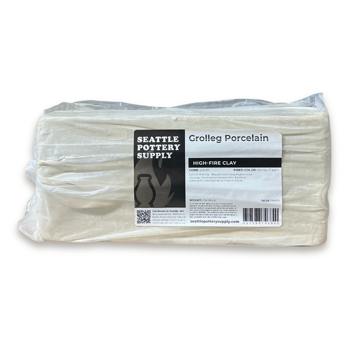 SP840 Grolleg Porcelain Clay | Seattle Pottery Supply