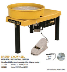 Brent Model CXC Pottery Wheel in Yellow - 1 HP Heavy-Duty Potter's Wheel with 14