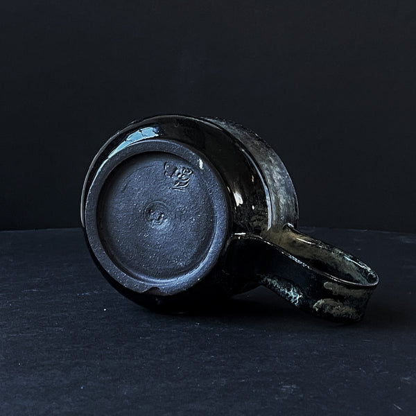 Eclipse Black Pottery Clay glazed with SP10 Gray Blue Mottled Glaze Topped with SP31 Speckled Ivory Glaze