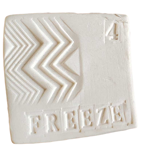 A test tile of Seattle Freeze Mid-Range Translucent Porcelain at cone 4